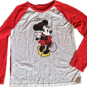 Disney women’s Minnie Mouse Red and Gray winter Long Sleeve Shirt